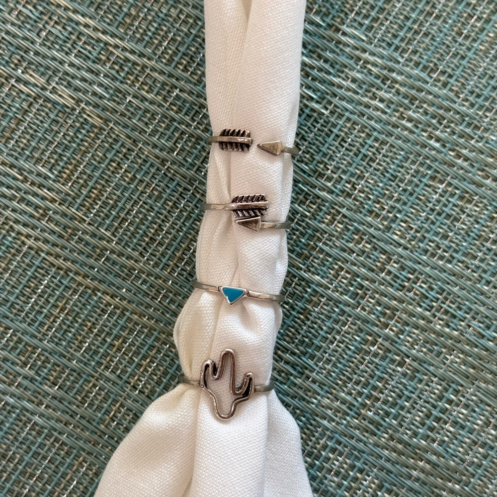 Silver and Turquoise Ring Set Size 8